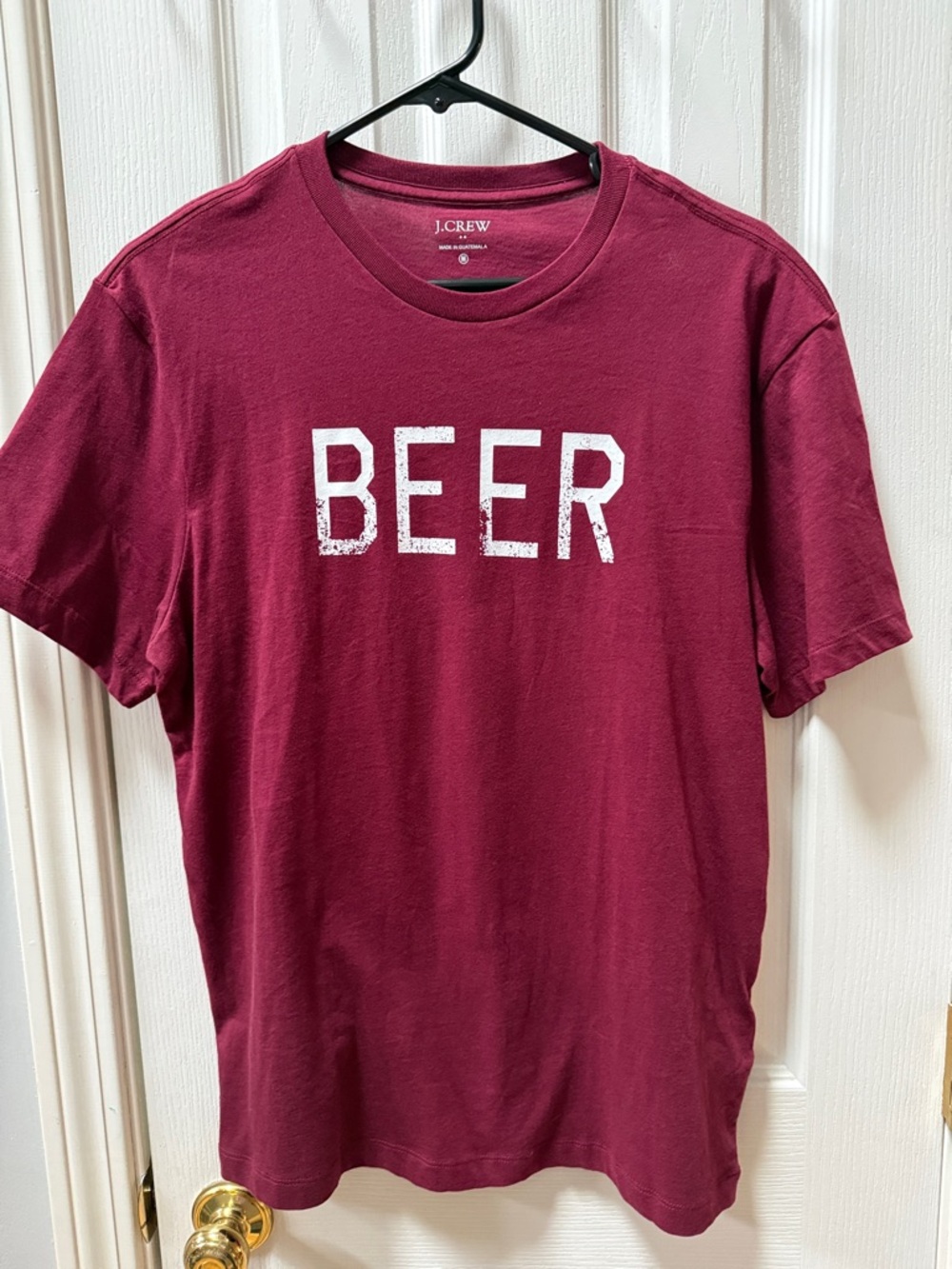 NWOT J. Crew Men’s Burgundy Short-Sleeve 'BEER' Graphic Tee